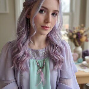 💎 Purple Seashell Feather Boho Jewelry Set 💎